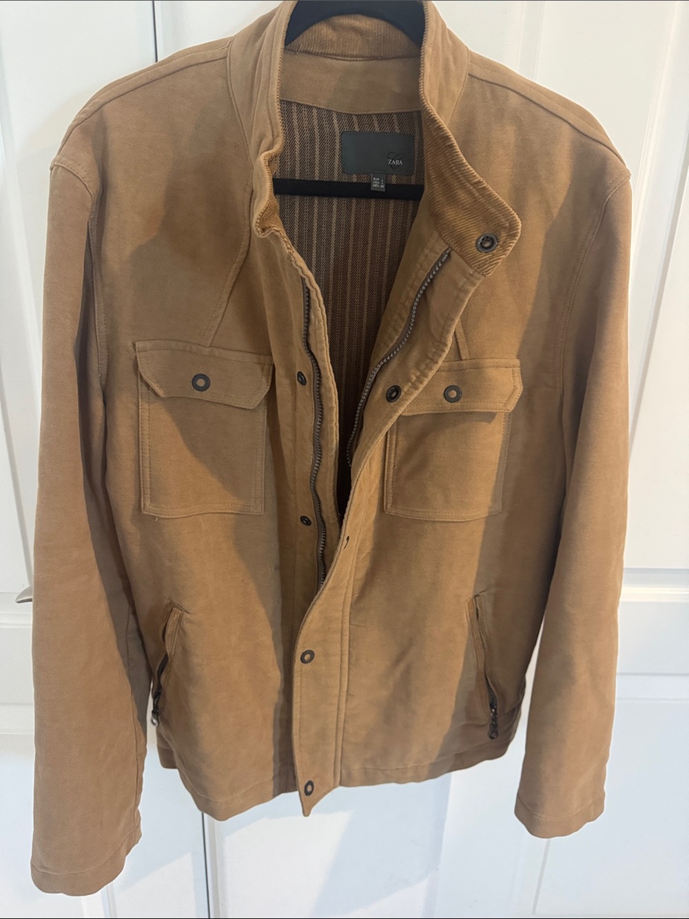 Zara Tan Military Field Jacket with Chest Pockets
